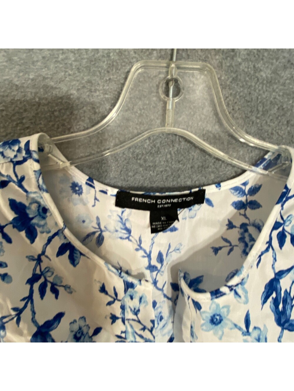 French Connection Women's Summer White and Blue Floral Dress Size XL - Picture 5 of 6